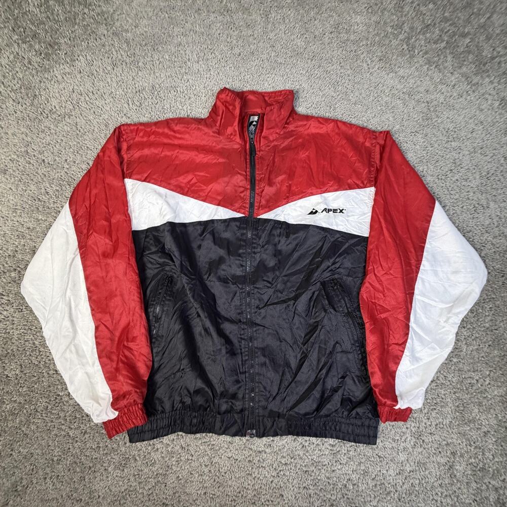 Apex Jacket Mens L Red Windbreaker Lined Full Zip Pockets Microfiber Lightweight